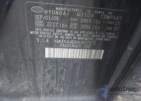 2010 Hyundai Elantra Gls from USA, damaged, VIN KMHDU4AD8AU877372